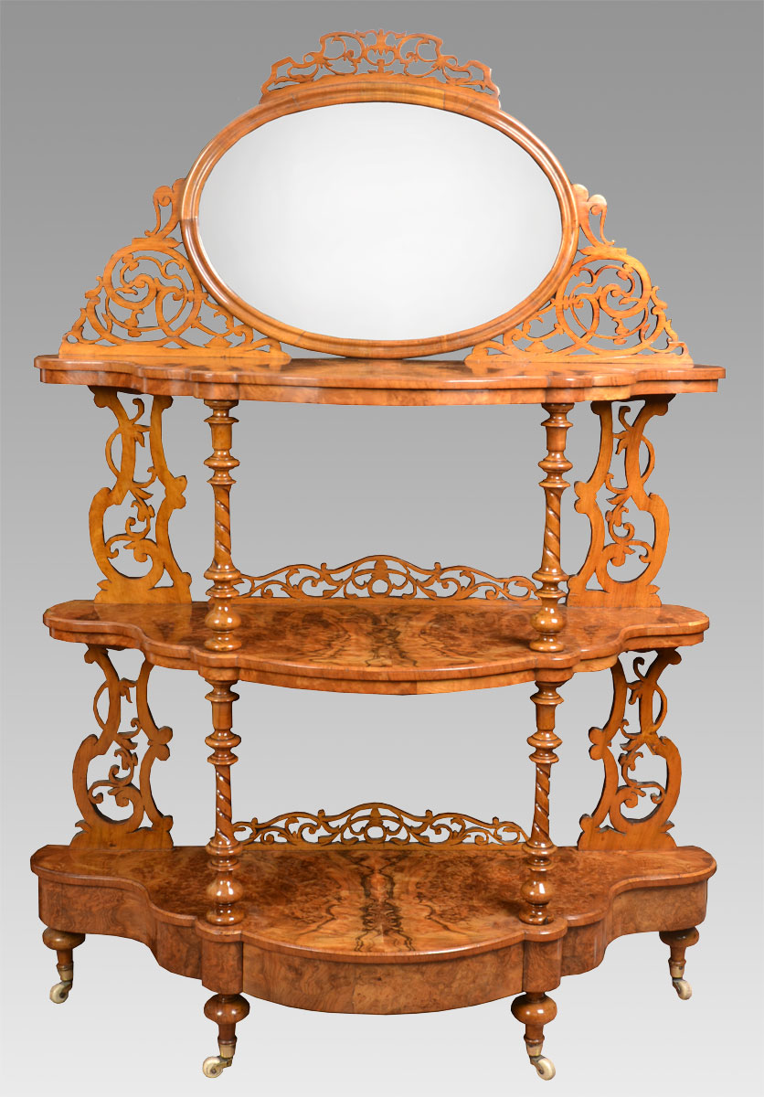 Victorian Burr Walnut whatnot circa 1870