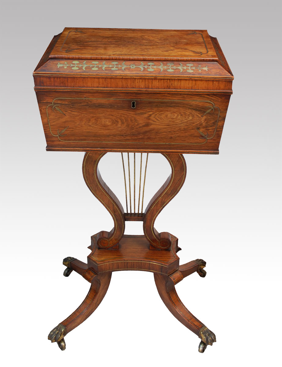 Regency brass inlaid rosewood teapoy circa 1840