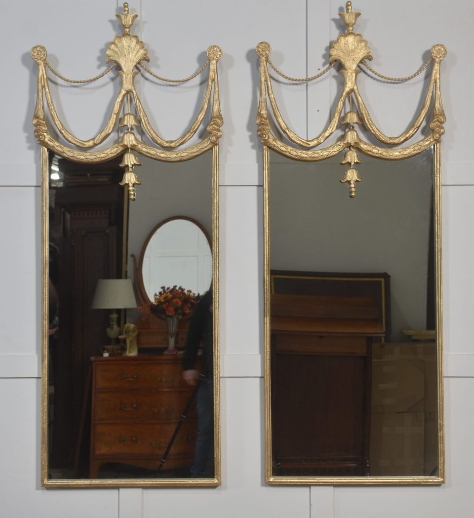 Pair of Modern Gilt-Painted Metal Mirrors