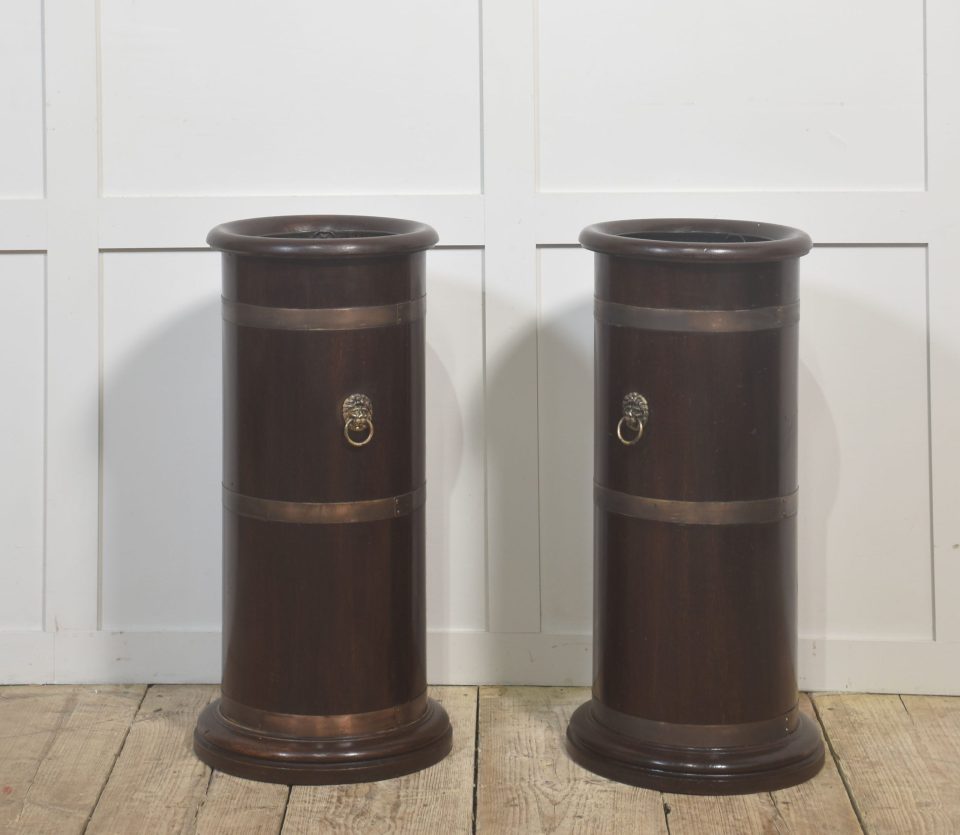 Pair of 19th Century Mahogany Umbrella Stands with Brass Mounts