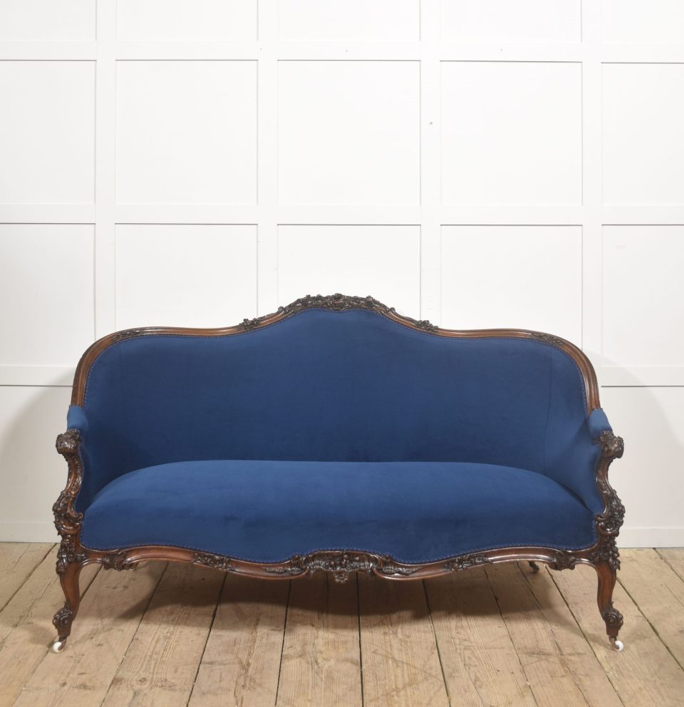 19th Century Carved Walnut Settee