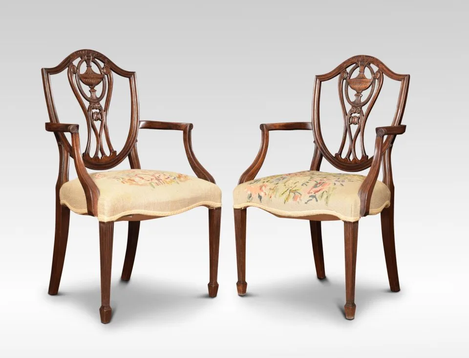 Pair of  Hepplewhite mahogany armchairs