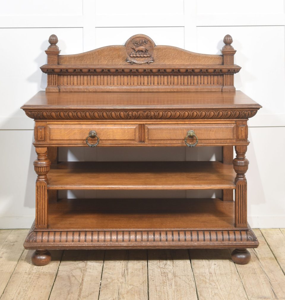 Carved oak serving table