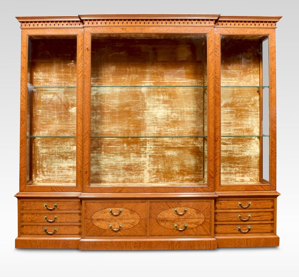 Late 19th century satinwood display cabinet