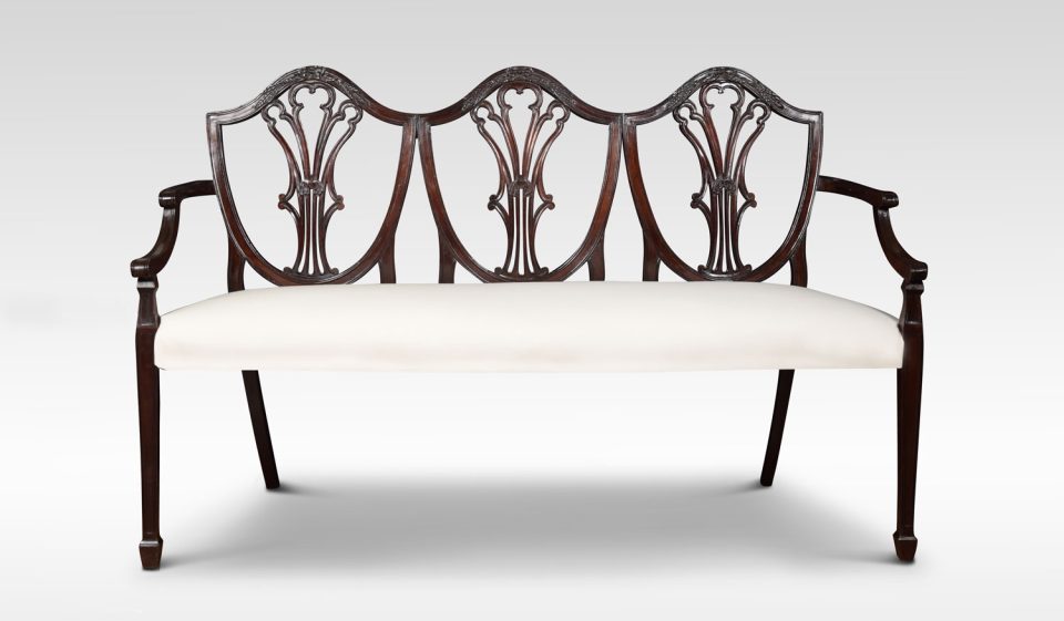 Hepplewhite style mahogany shield back settee