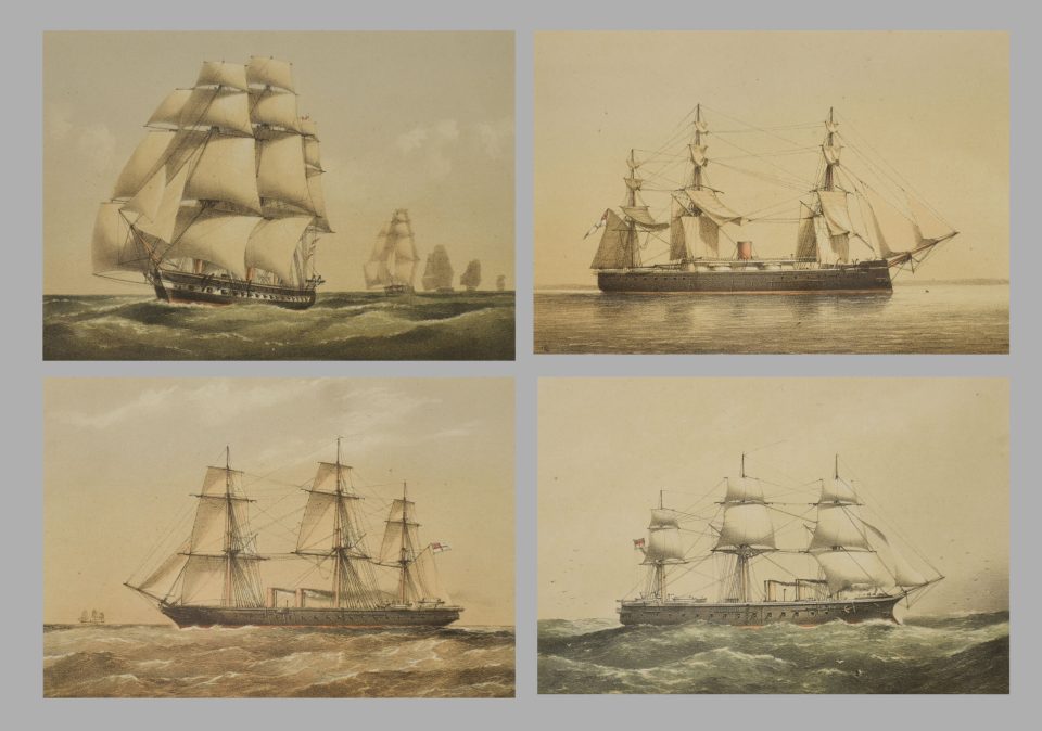 Set of four Ship lithographs