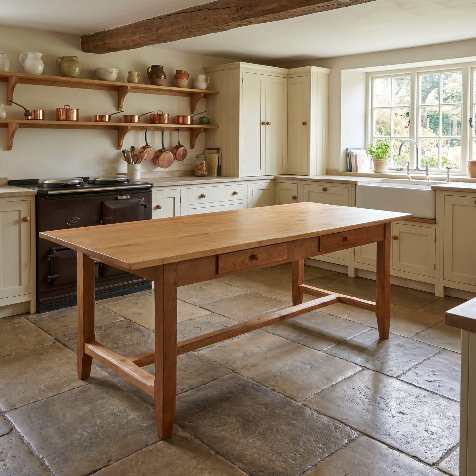 Large kitchen dining refectory table