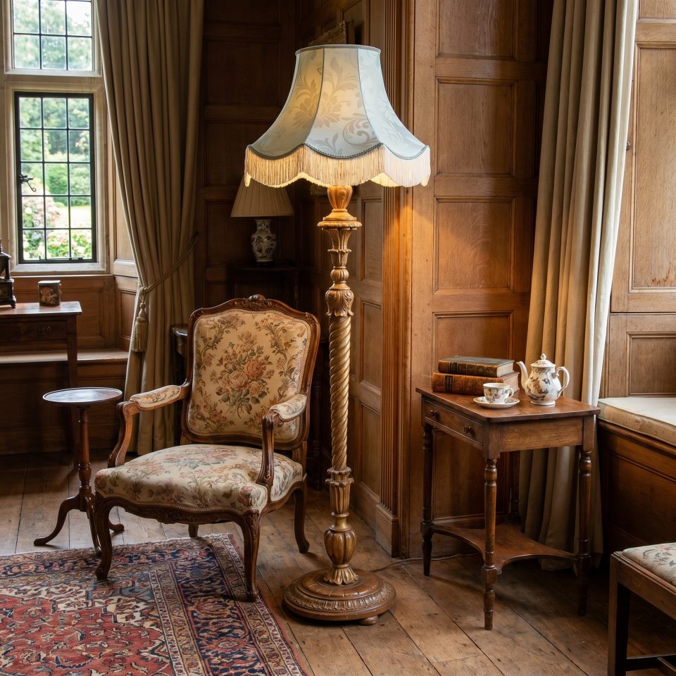Carved giltwood standard lamp