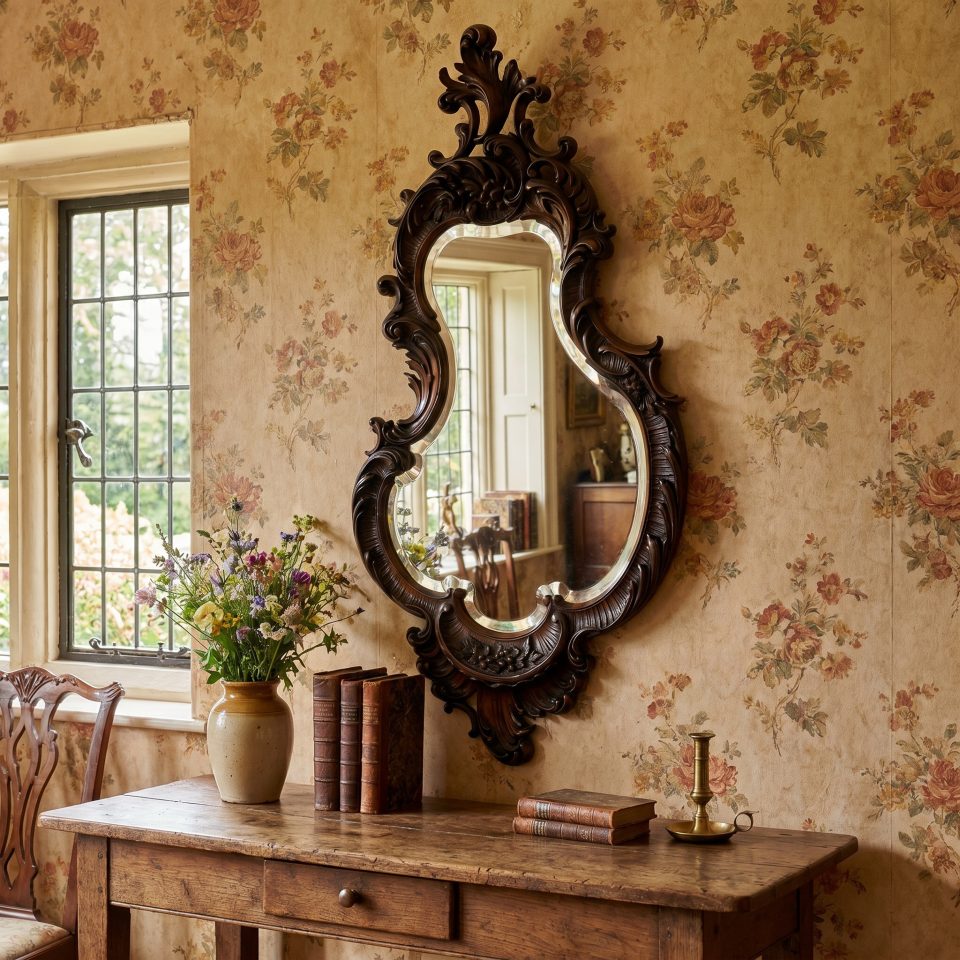 Rococo Revival carved mahogany wall mirror
