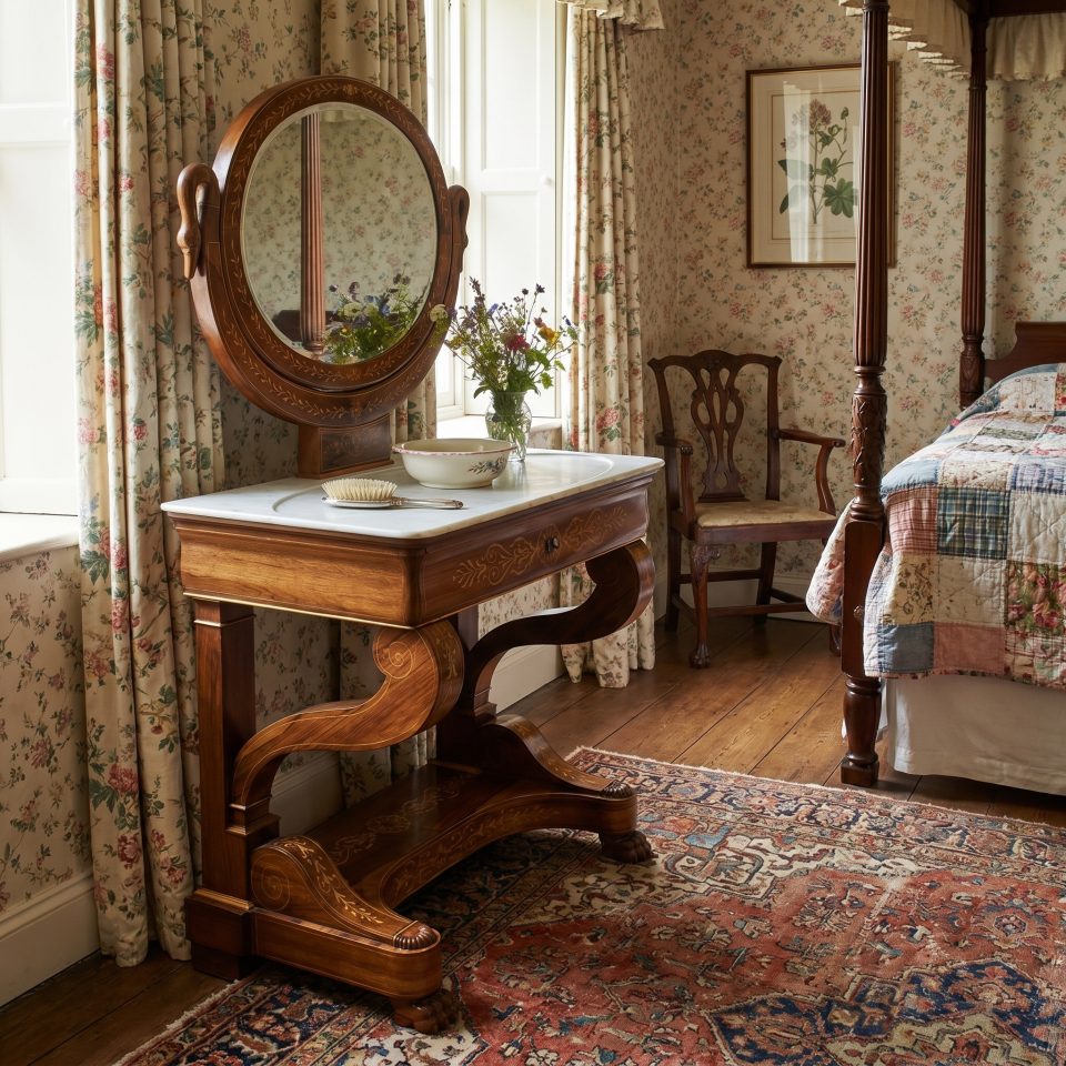 19th century rosewood inlaid dressing table