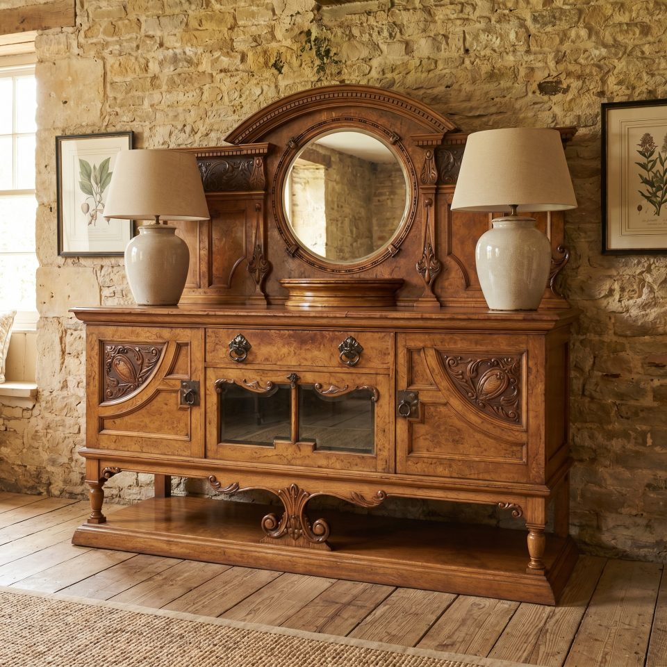 Carved Pollard Oak Sideboard
