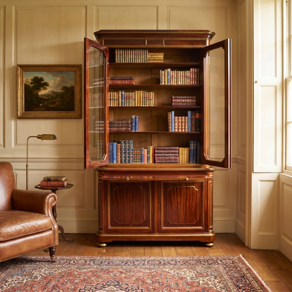 Mahogany and gilt metal mounted two door bookcase