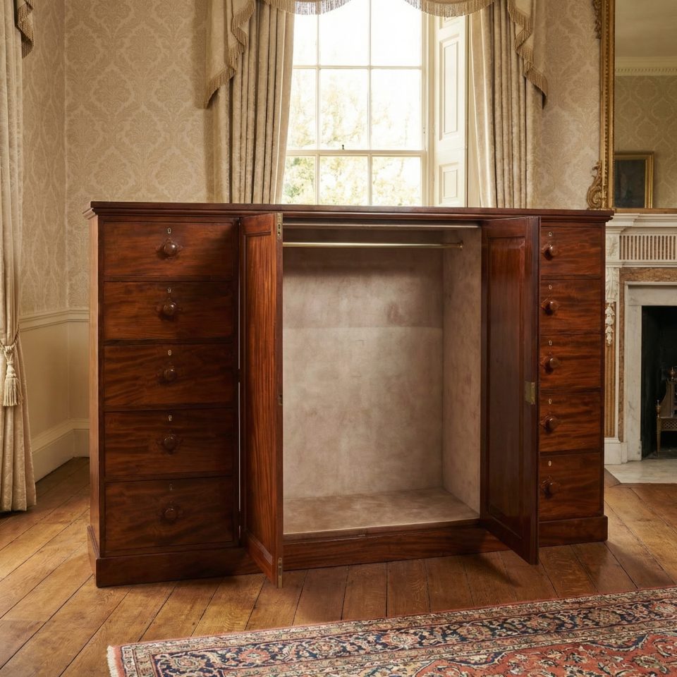 19th century low linen press