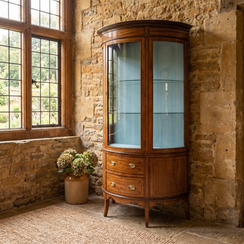 Satinwood inlaid display cabinet