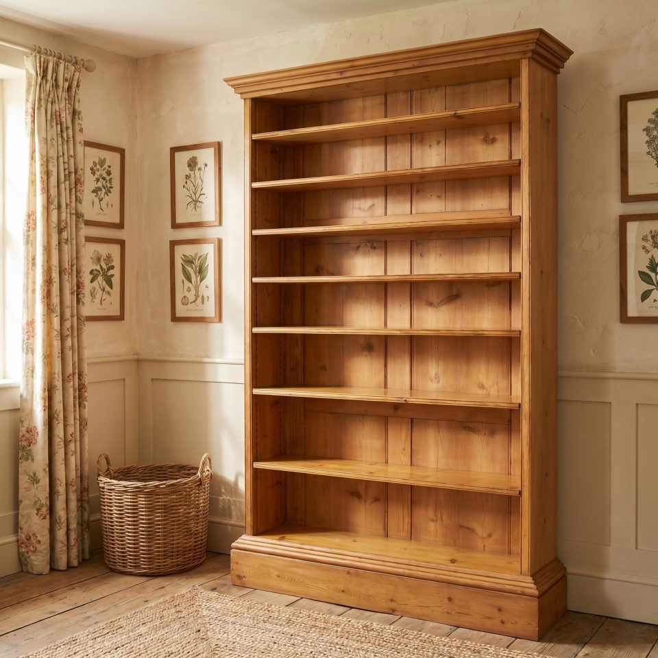 19th century Pine open bookcase