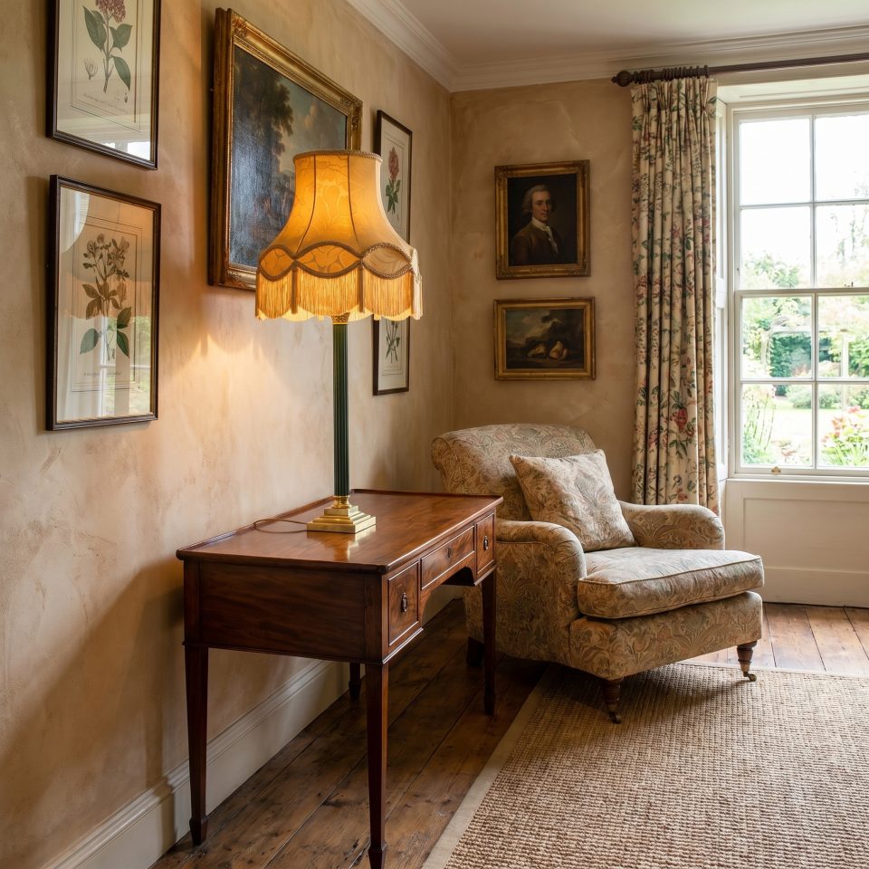 Tall brass corinthian column table lamp