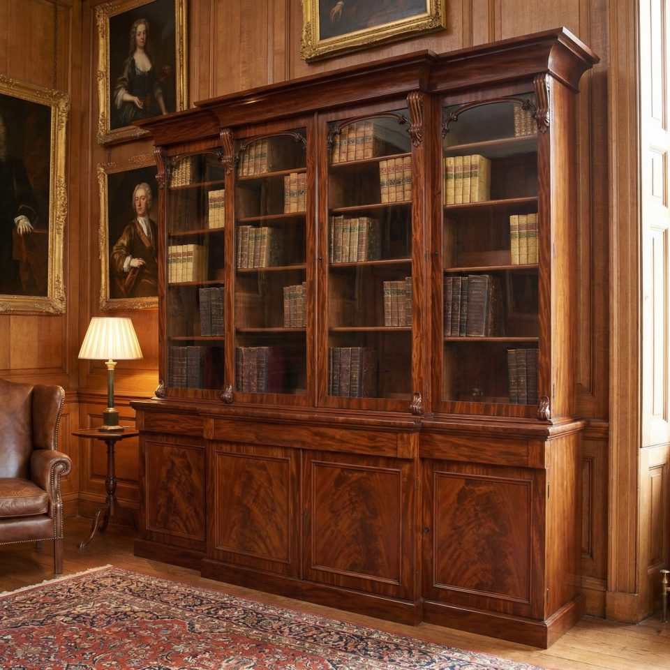 19th century Mahogany library breakfront bookcase