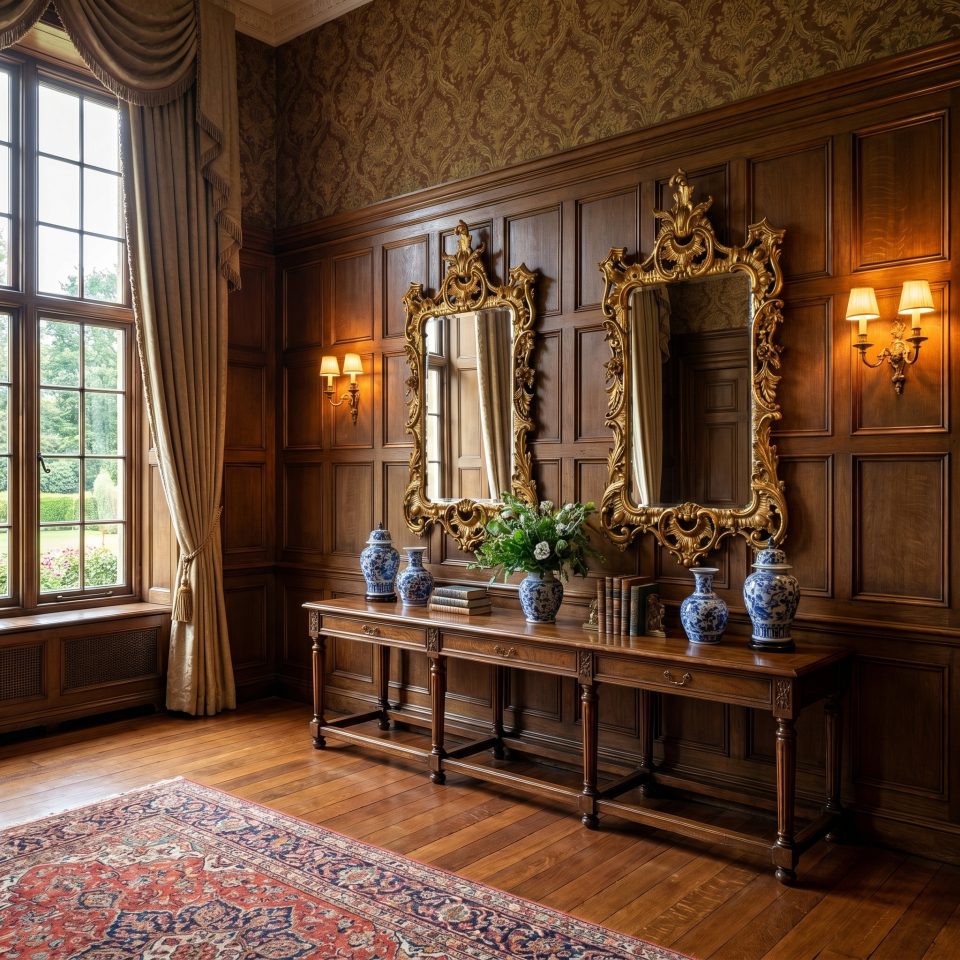 Pair of baroque style carved and gilded mirrors