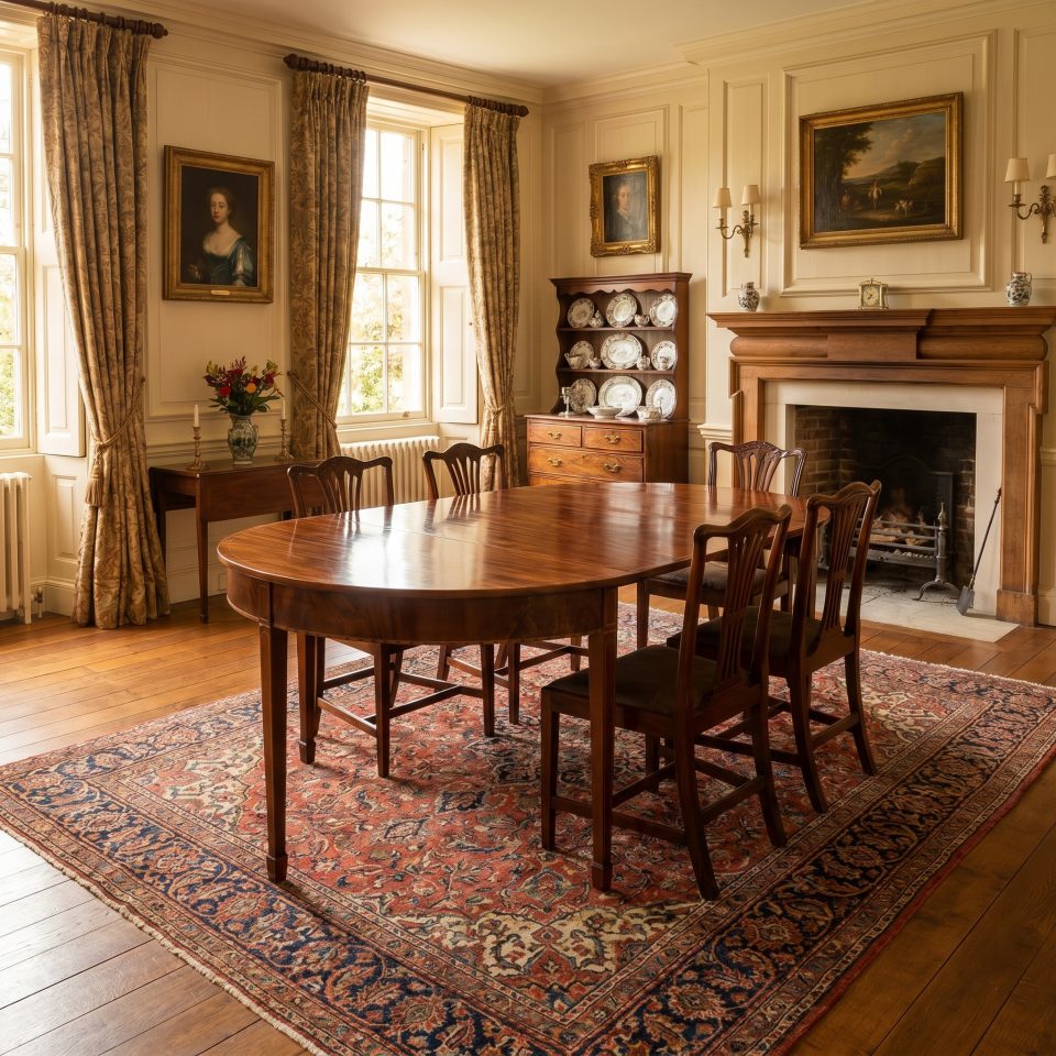 Mahogany D-end dining table
