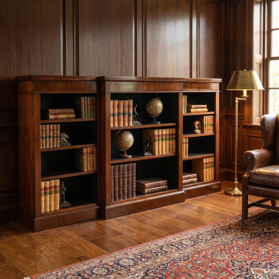 Mahogany Breakfront Open Bookcase