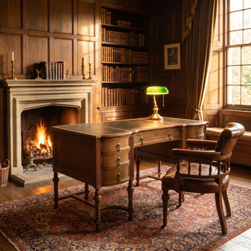 Oak Pedestal Writing Desk