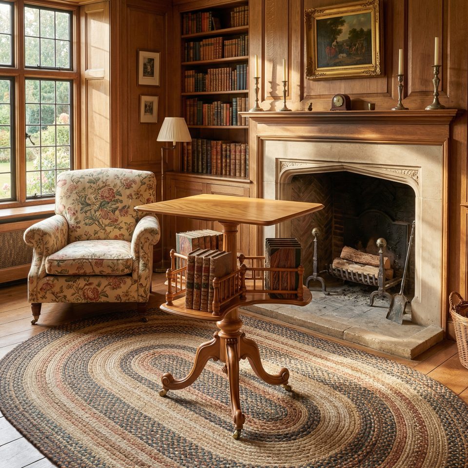 Satinwood revolving book table