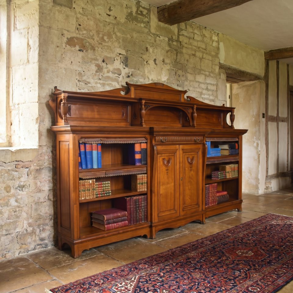 Large 19th century walnut breakfront bookcase