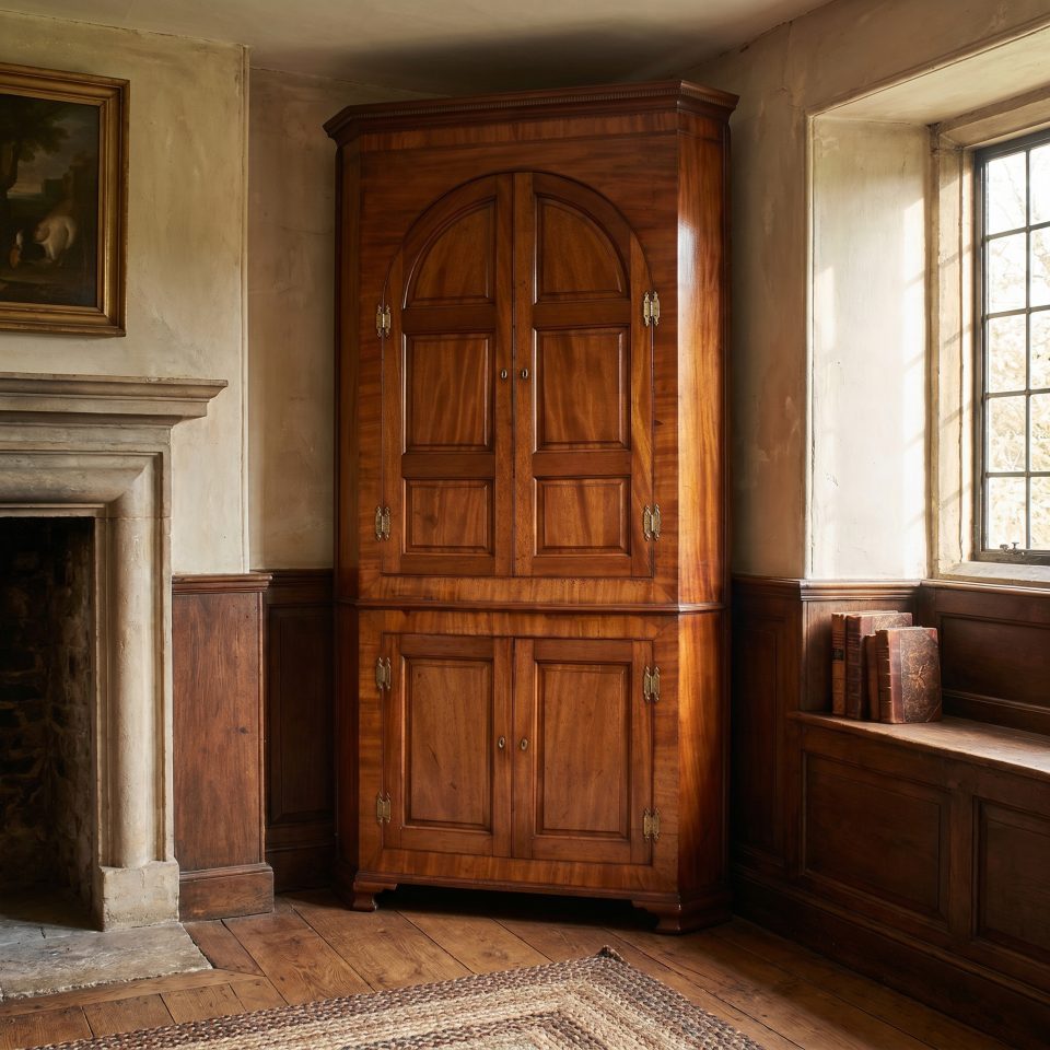 Substantial Country House mahogany corner cupboard