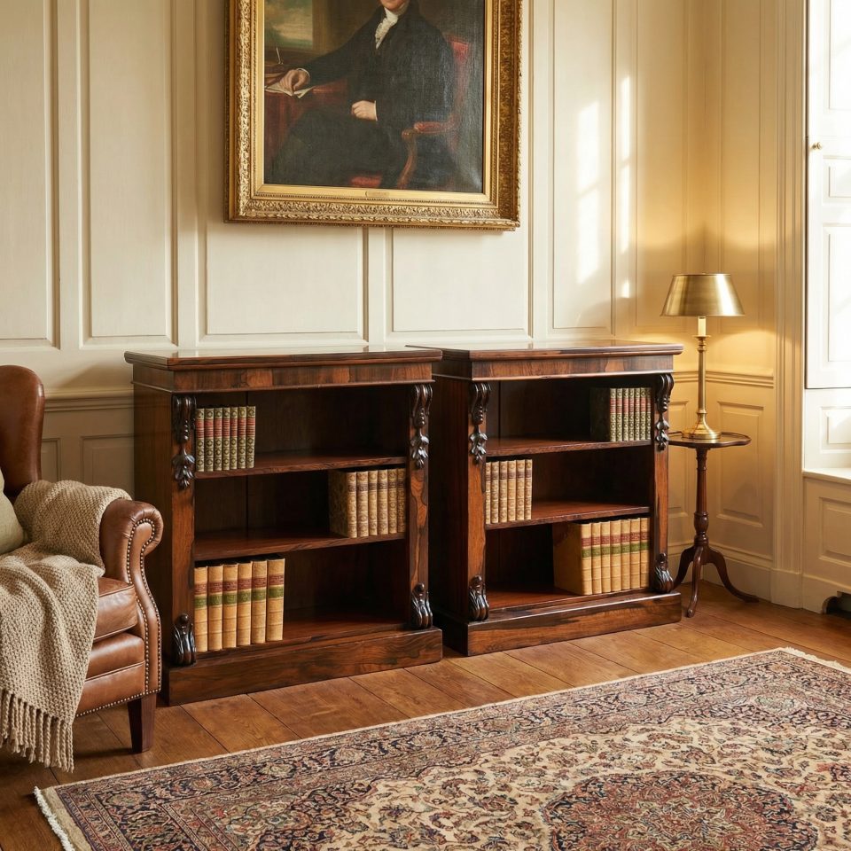 Pair of 19th-Century Rosewood Open Bookcases