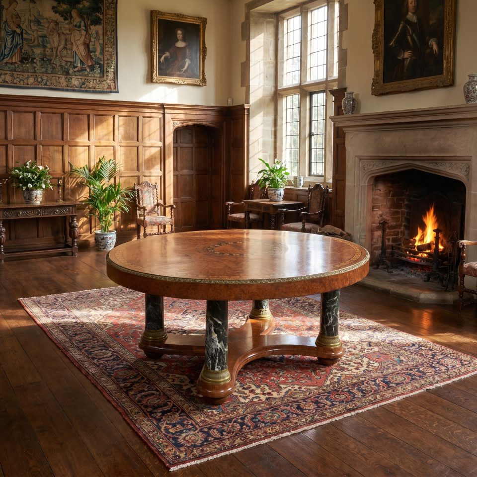 Louis XV oval inlaid center table