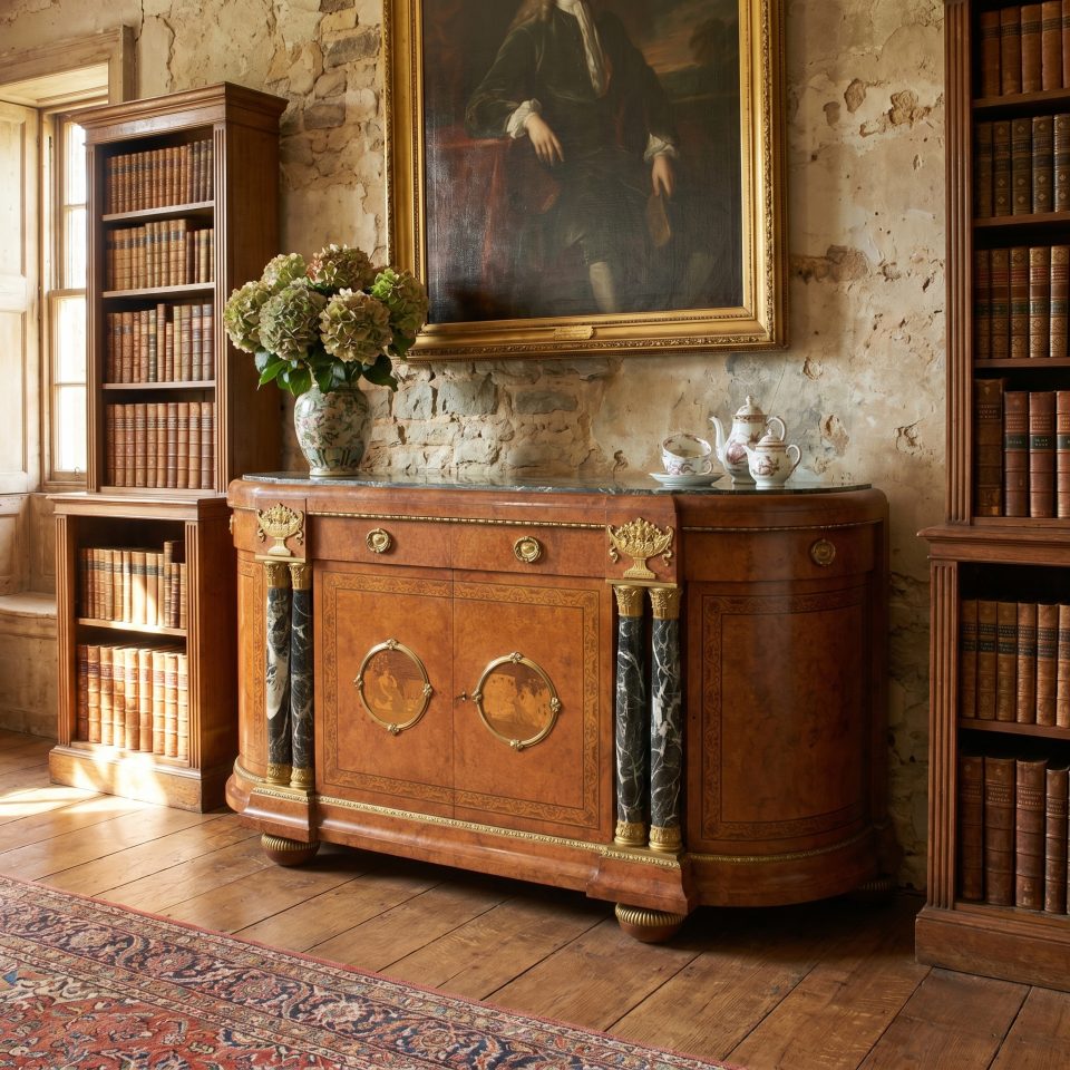 Louis XV marble topped buffet sideboard