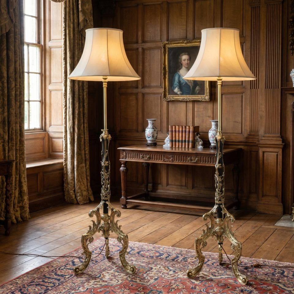 Pair of 19th century telescopic standard lamps