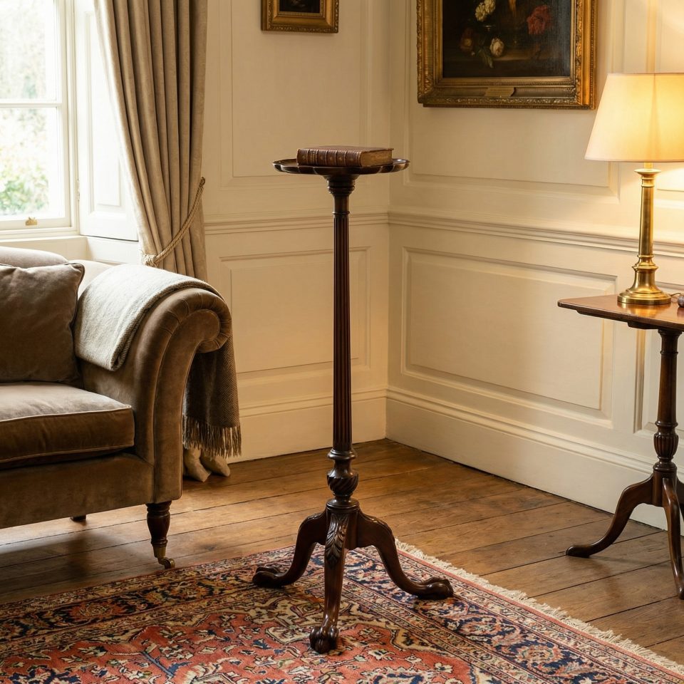 Tall Mahogany Tripod Wine Table / Plant Stand
