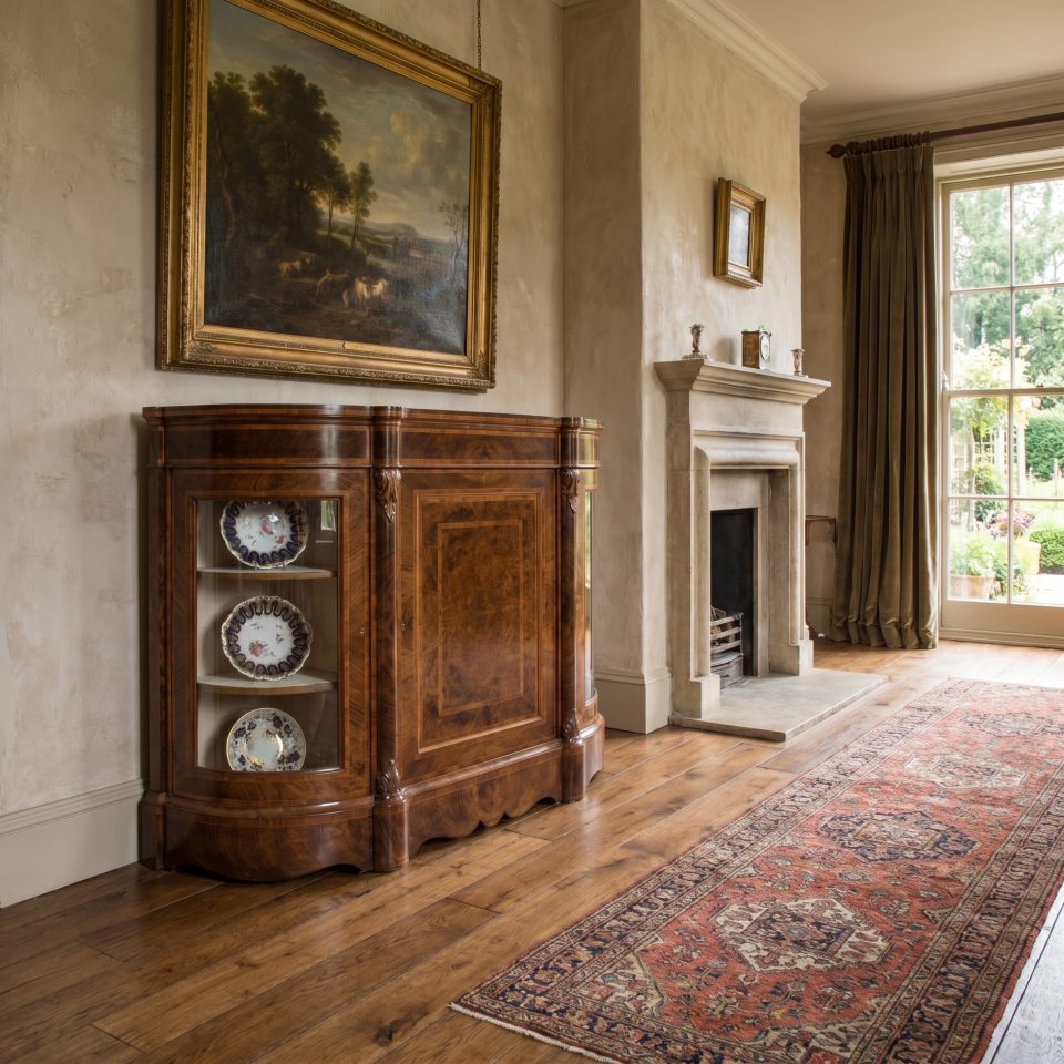Victorian walnut and kingwood cross banded credenza