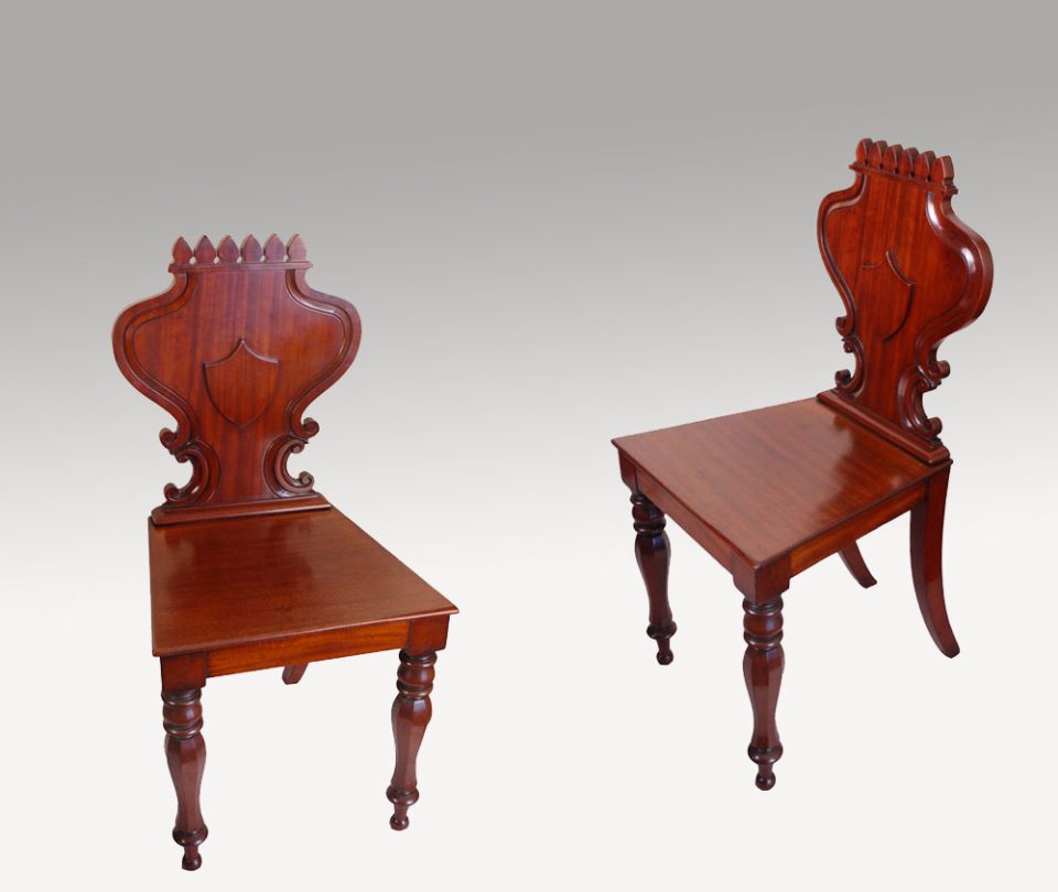 Mahogany shield back hall chairs circa 1880