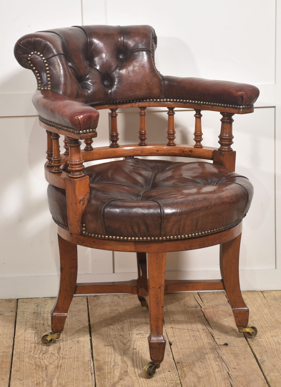 Late 19th Century Walnut Framed Revolving Desk Chair