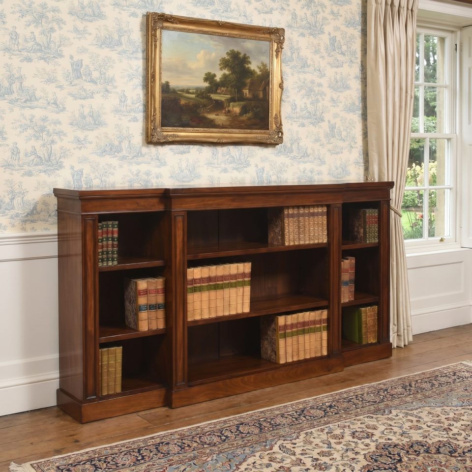 Mahogany Breakfront Open Bookcase