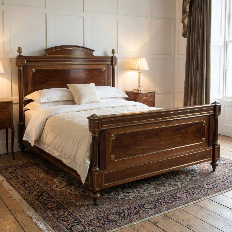 Late 19th Century Mahogany and Brass-Mounted Bedframe