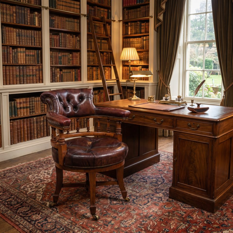 Late 19th Century Walnut Framed Revolving Desk Chair
