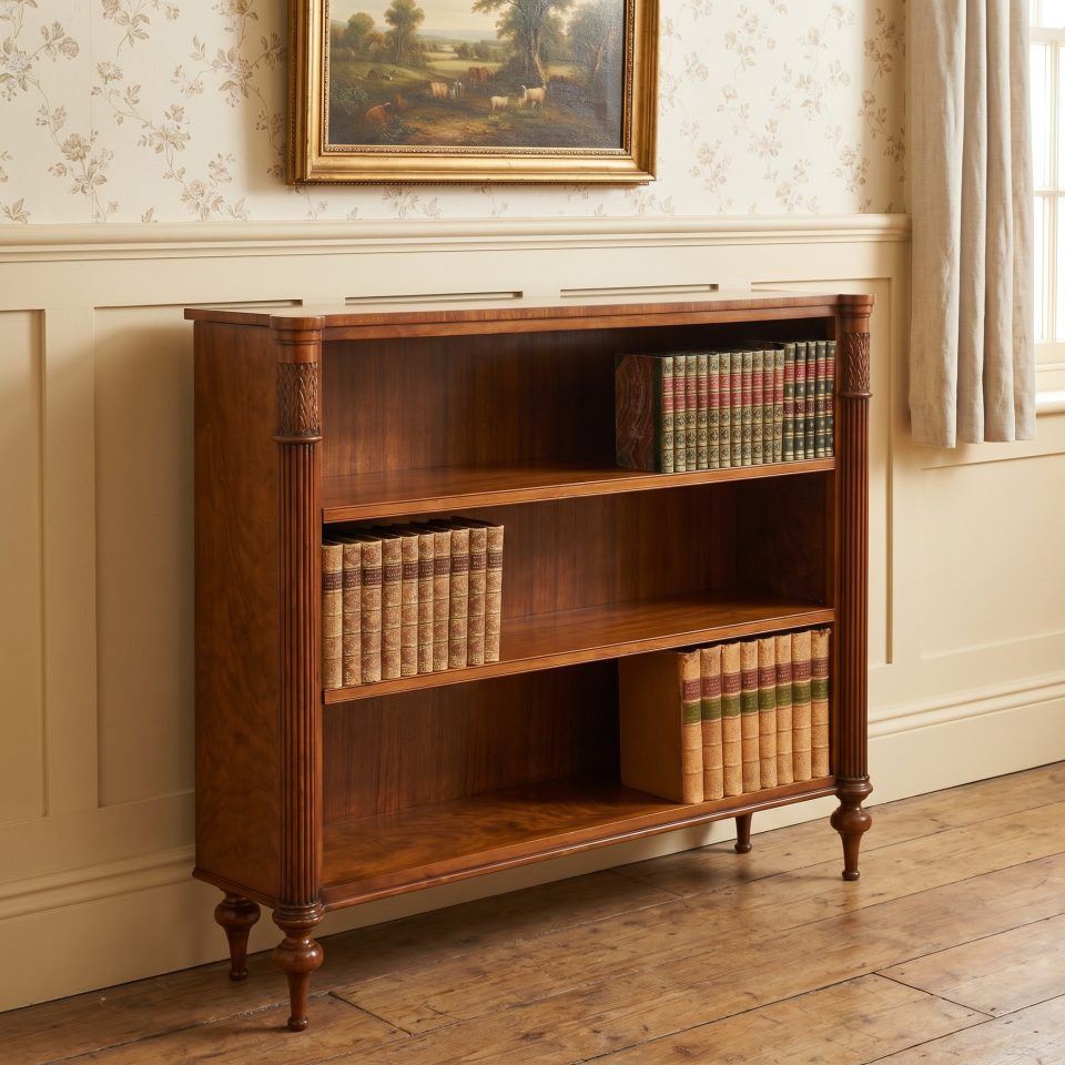 Walnut Open Bookcase with Adjustable Shelves