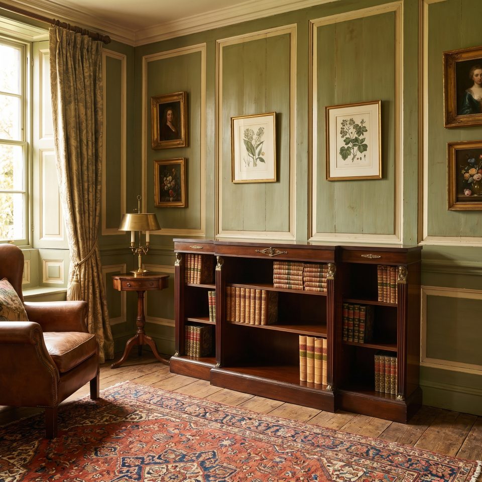 Fine Quality Regency Revival Mahogany Open Bookcase