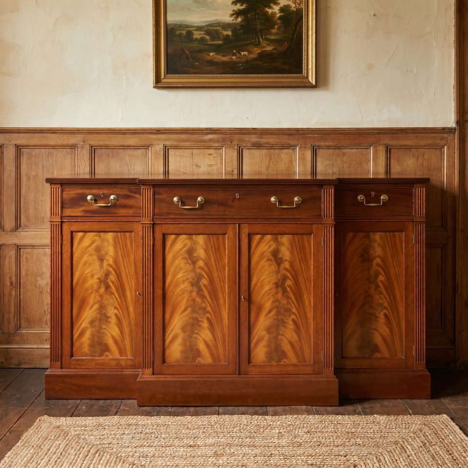 Flame Mahogany Breakfront Sideboard