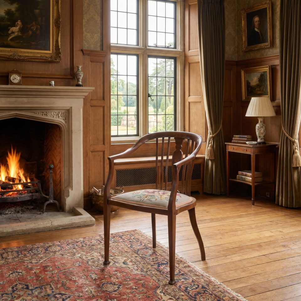 Mahogany and Satinwood Inlaid Occasional Chair