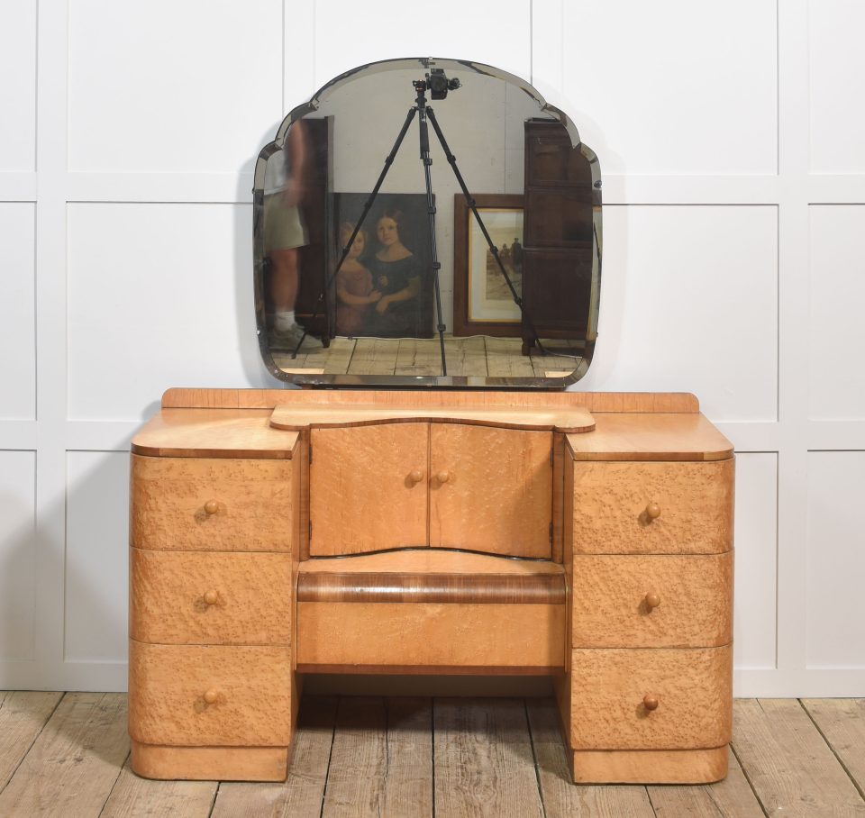 Art Deco Maple Dressing Table with Mirror