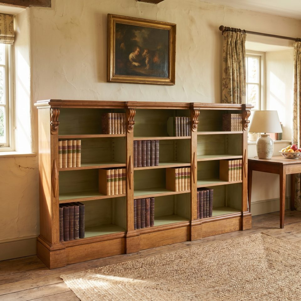 Large 19th Century Oak Open Bookcase