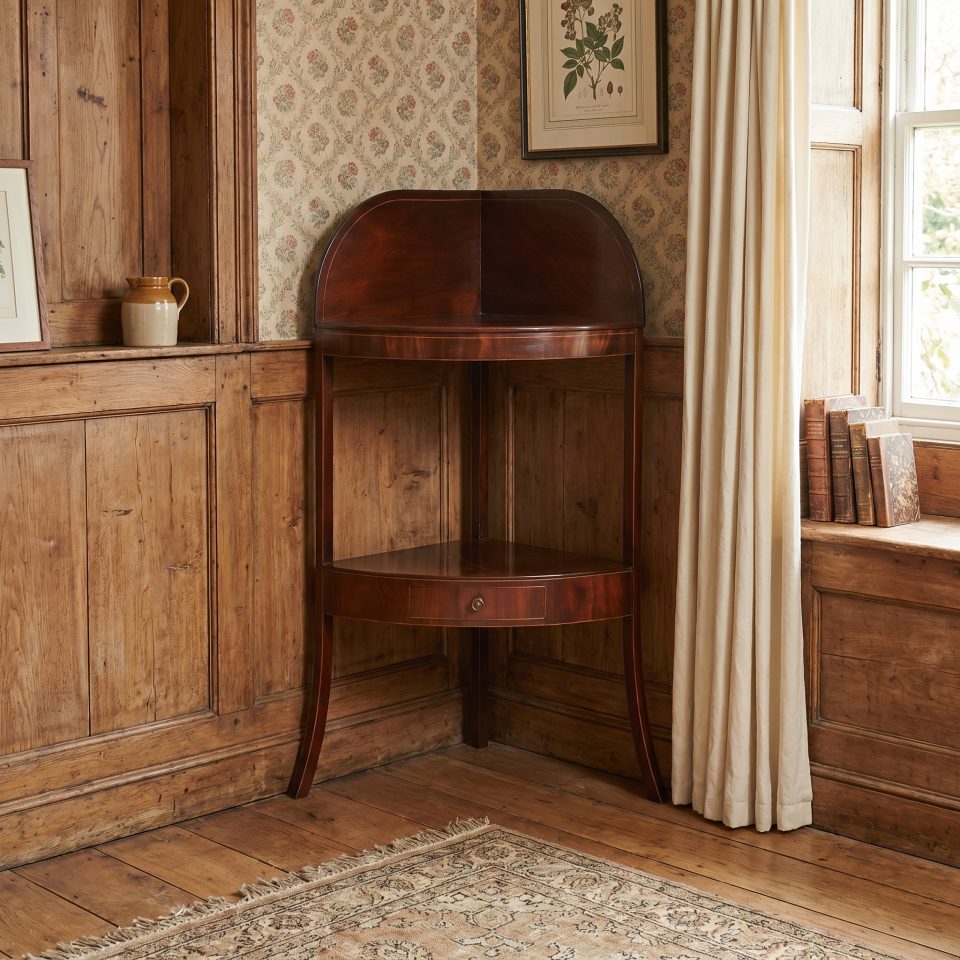 Inlaid Mahogany Corner Washstand