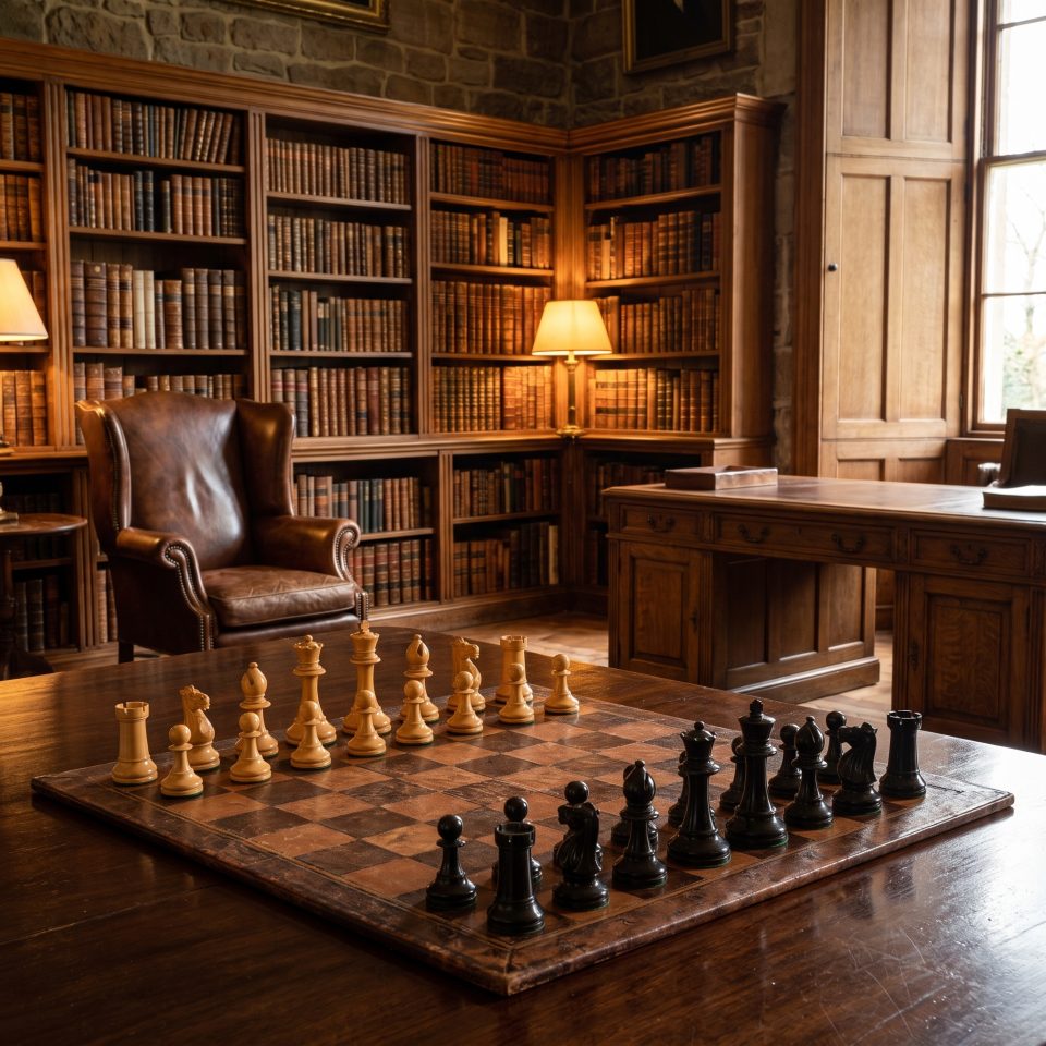 Late 19th Century Boxwood and Ebonised Staunton Chess Set