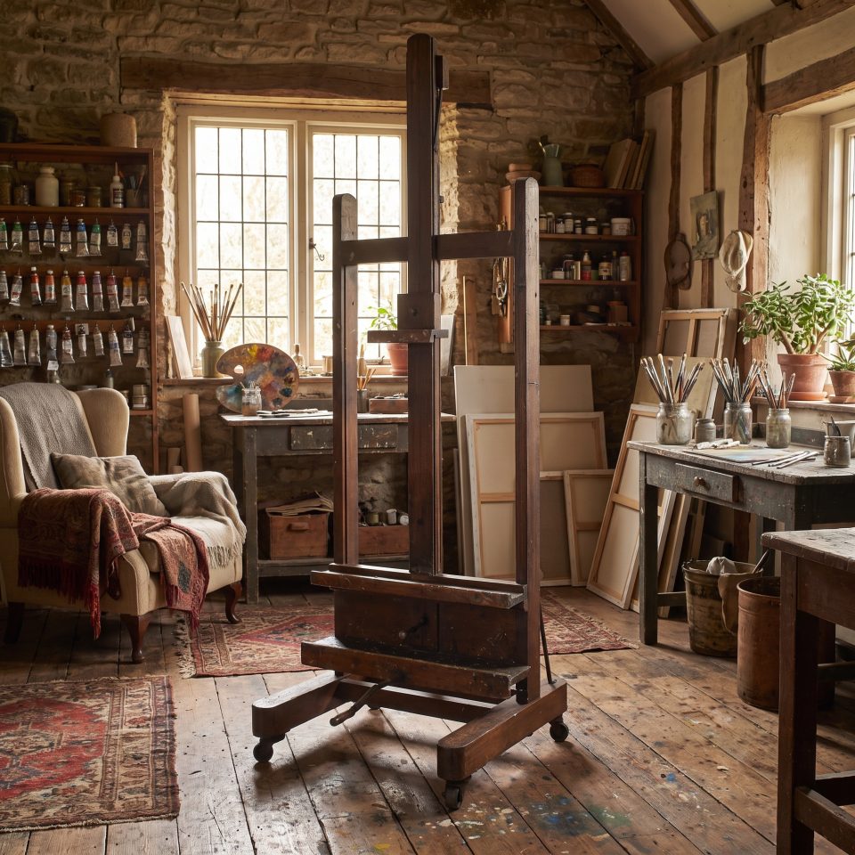 Large Late 19th Century Fully Adjustable Oak Artist’s Studio Easel
