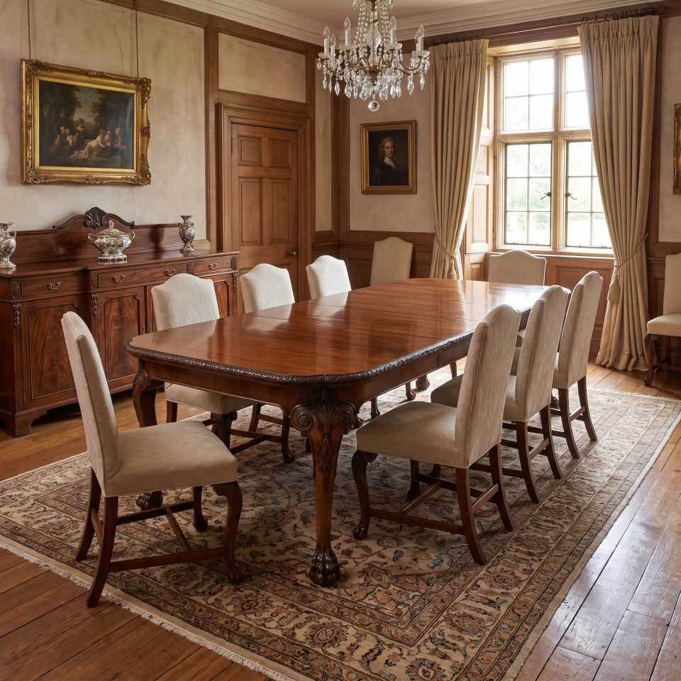 Carved Walnut Extending Dining Table