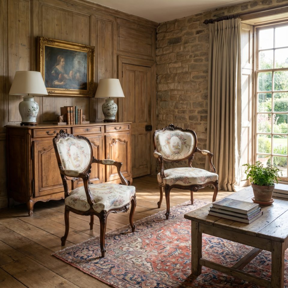Pair of Fine Quality French Walnut Open Armchairs
